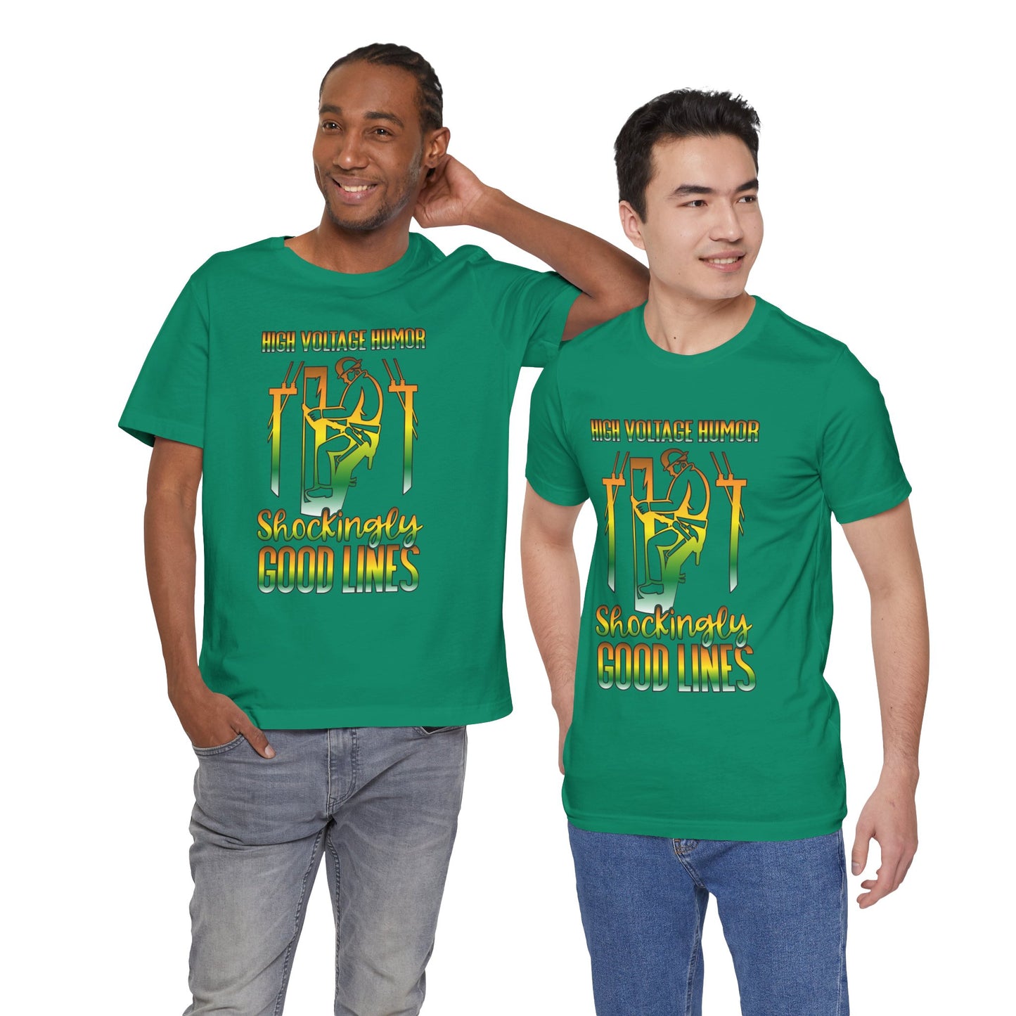 Lineman T-shirt - High Voltage Humor Shockingly Good Lines-gradient