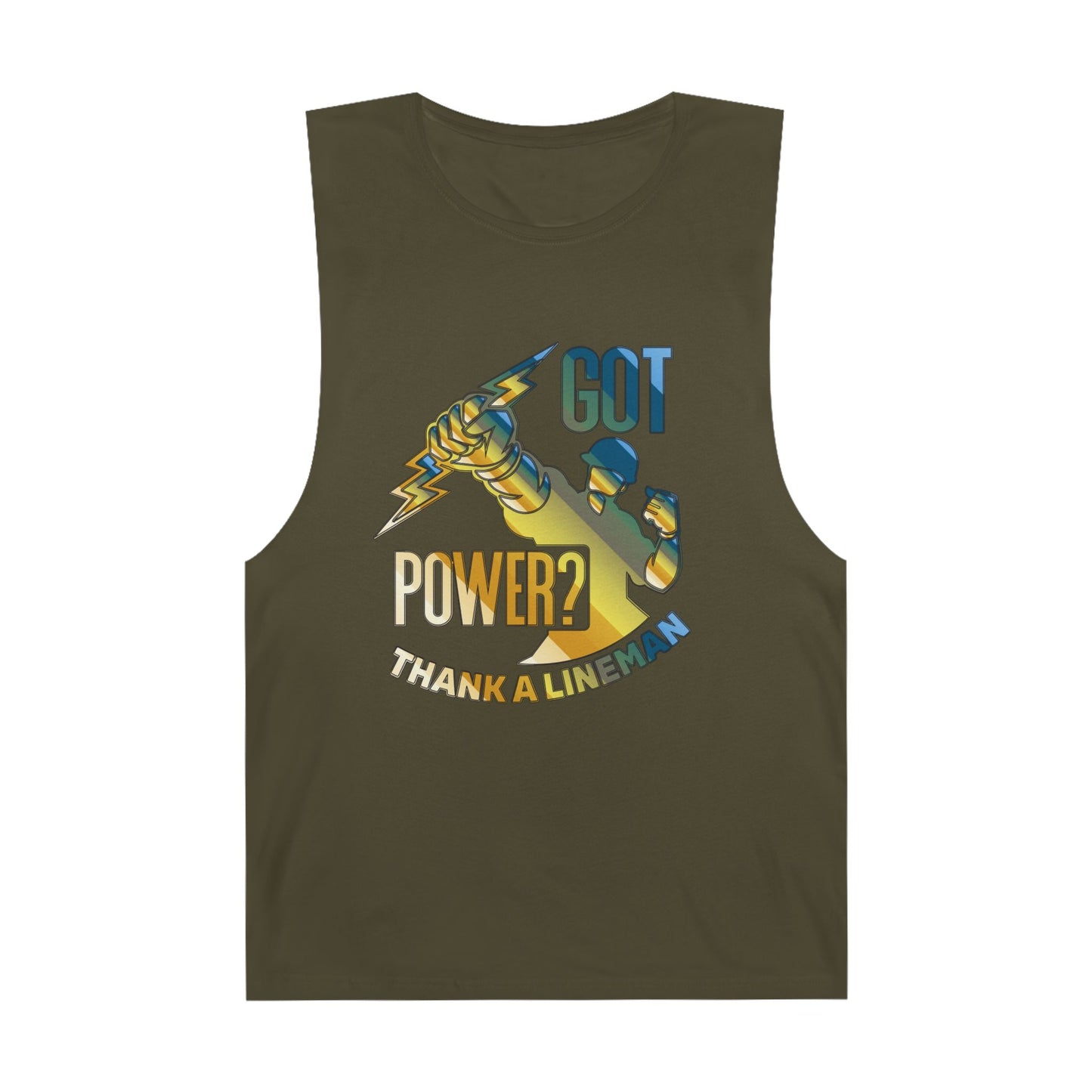 Lineman Tank - Got Power Thank A Lineman - colored chrome
