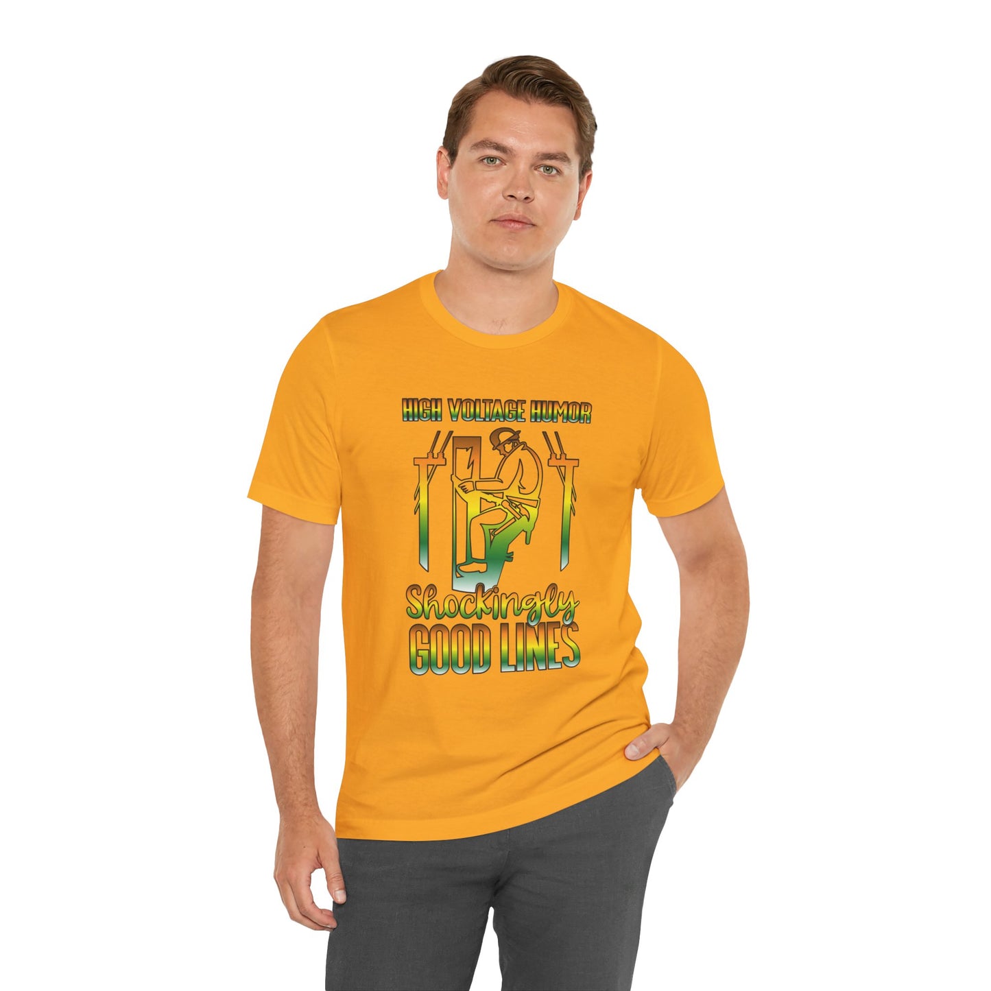 Lineman T-shirt - High Voltage Humor Shockingly Good Lines-gradient