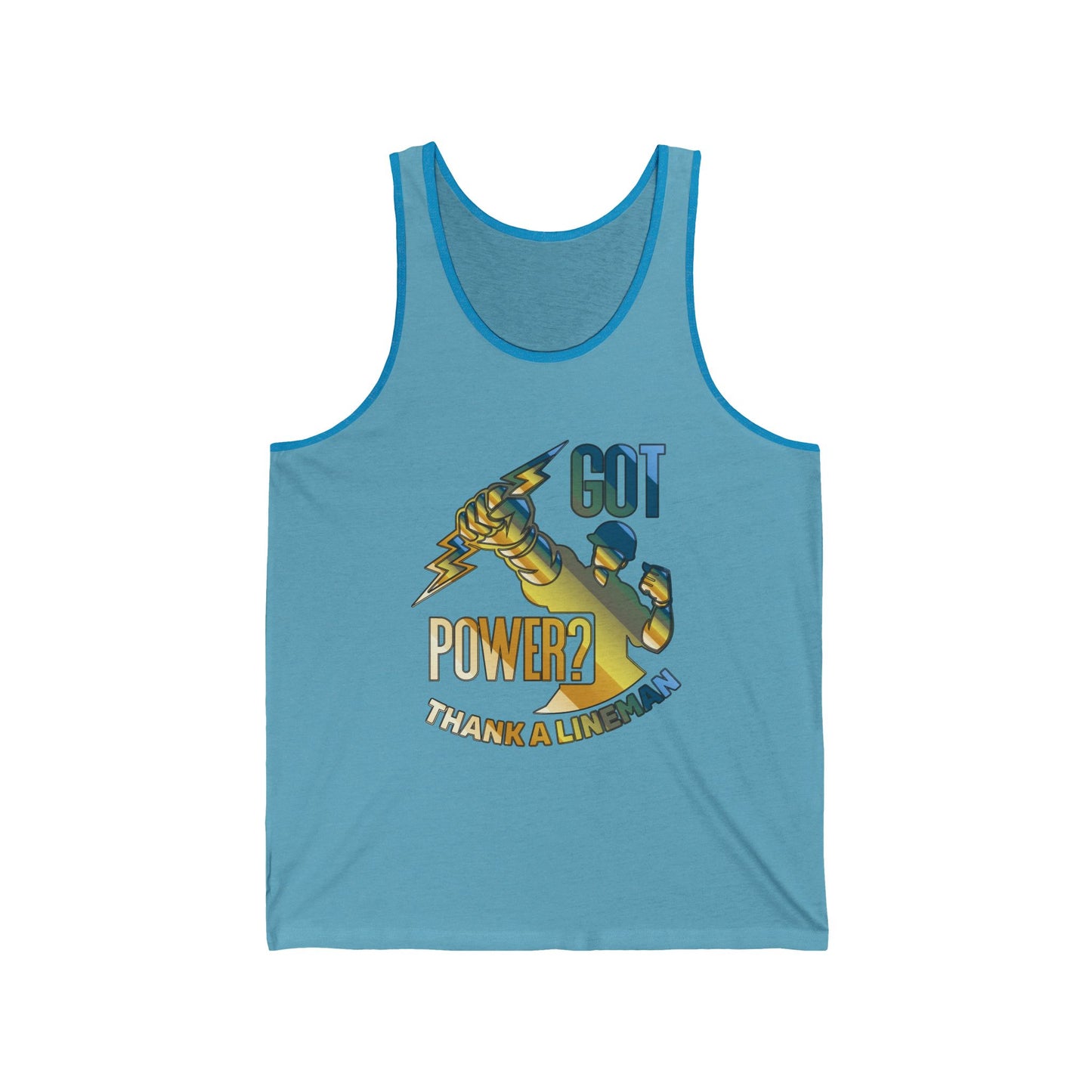 Lineman Tank - Got Power Thank A Lineman - colored chrome