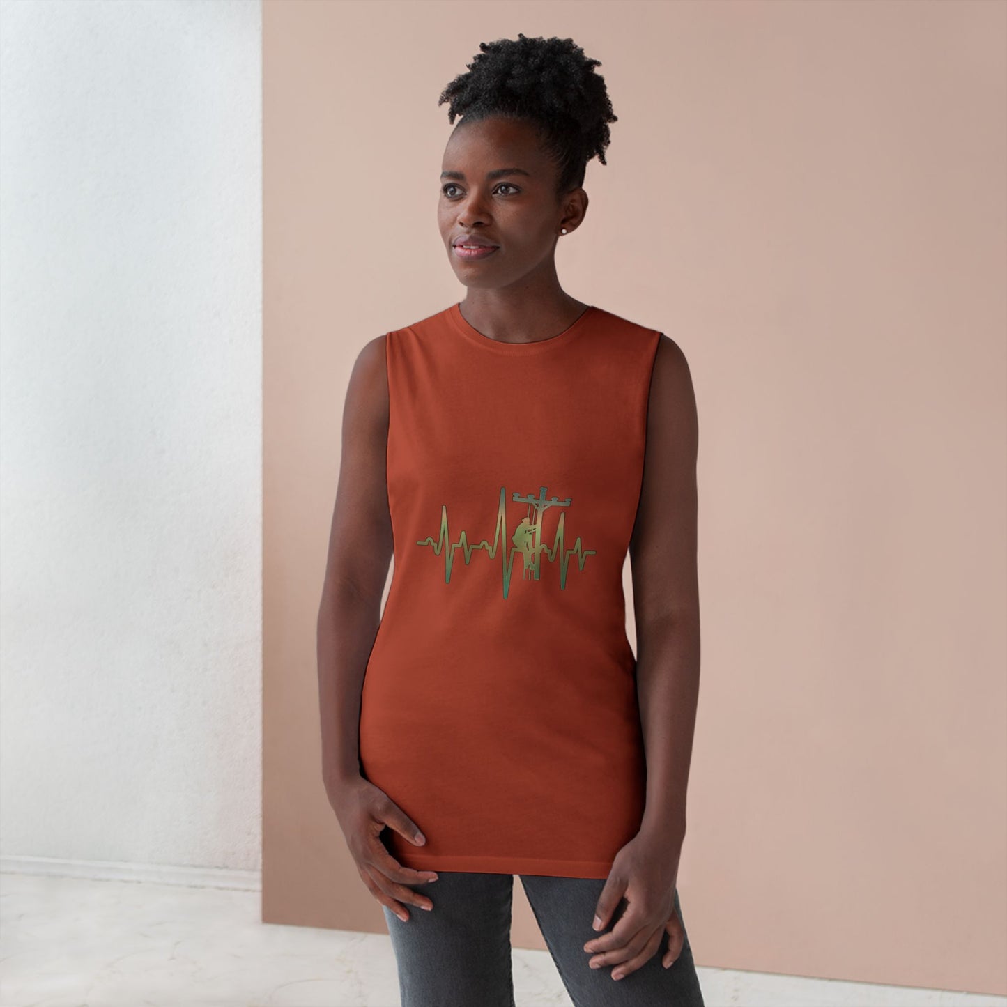 Lineman Tank - Lineman Heartbeat - copper patina