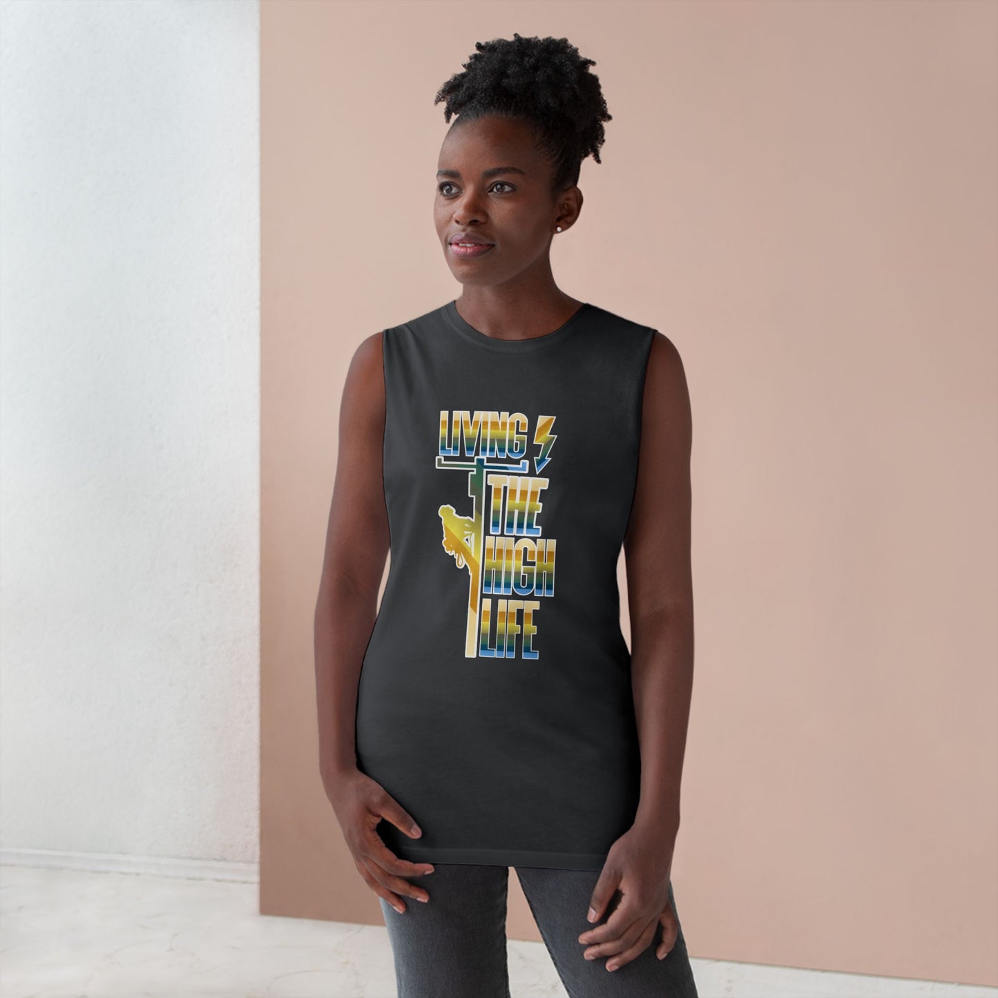 Lineman Tank - Living The High Life-colored chrome