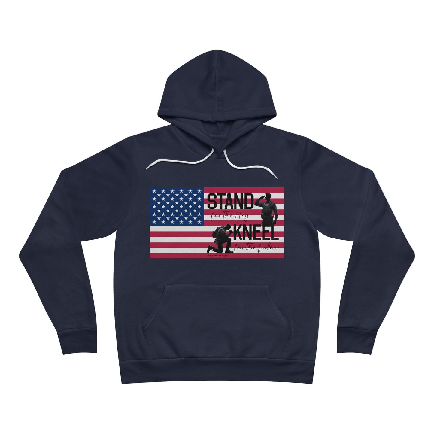 Sponge Fleece Pullover Hoodie - Stand for the Flag, Kneel for the Fallen - Police man