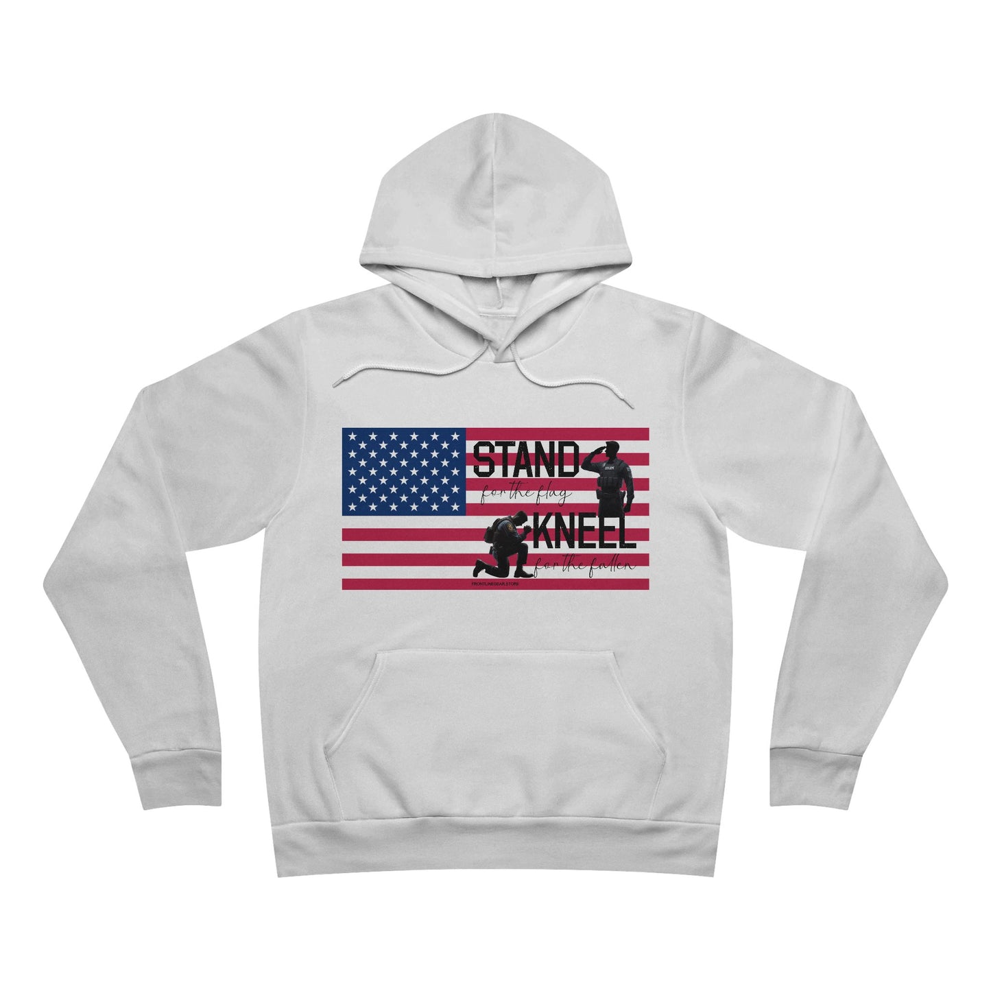 Sponge Fleece Pullover Hoodie - Stand for the Flag, Kneel for the Fallen - Police man