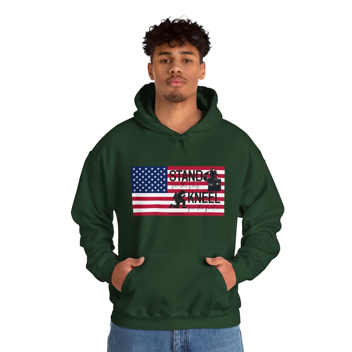 Gildan Stand for the Flag, Kneel for the Fallen Hoodie - fire fighter