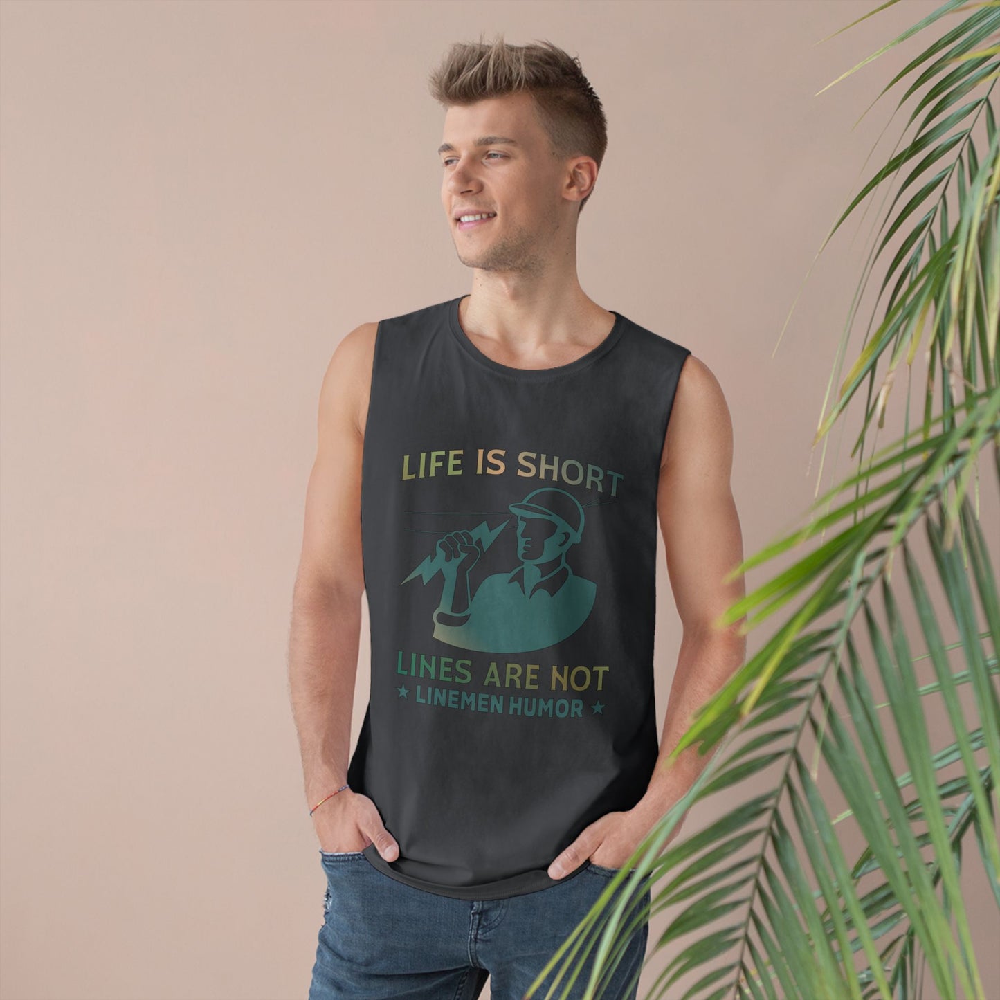 Lineman Tank - Life Is Short Lines Are Not-copper patina