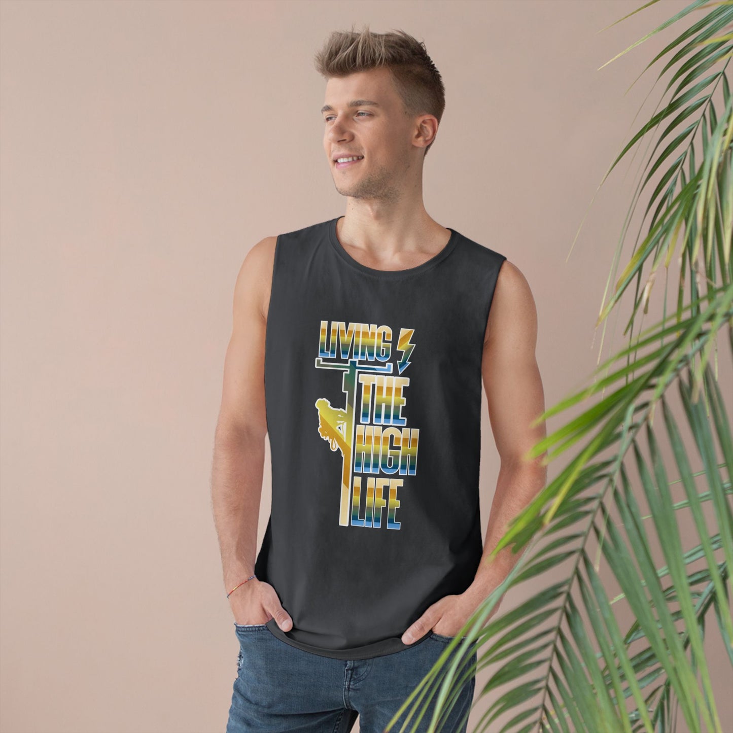 Lineman Tank - Living The High Life-colored chrome