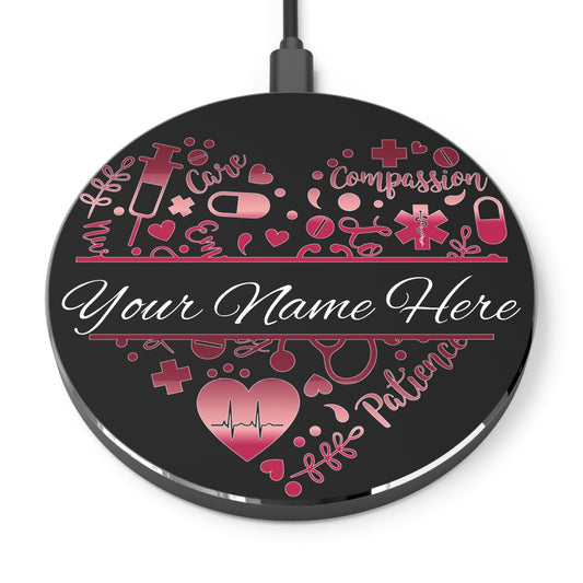 Nurse Monogram Heart Wireless Charger | Fast Charging Pad for Healthcare Professionals