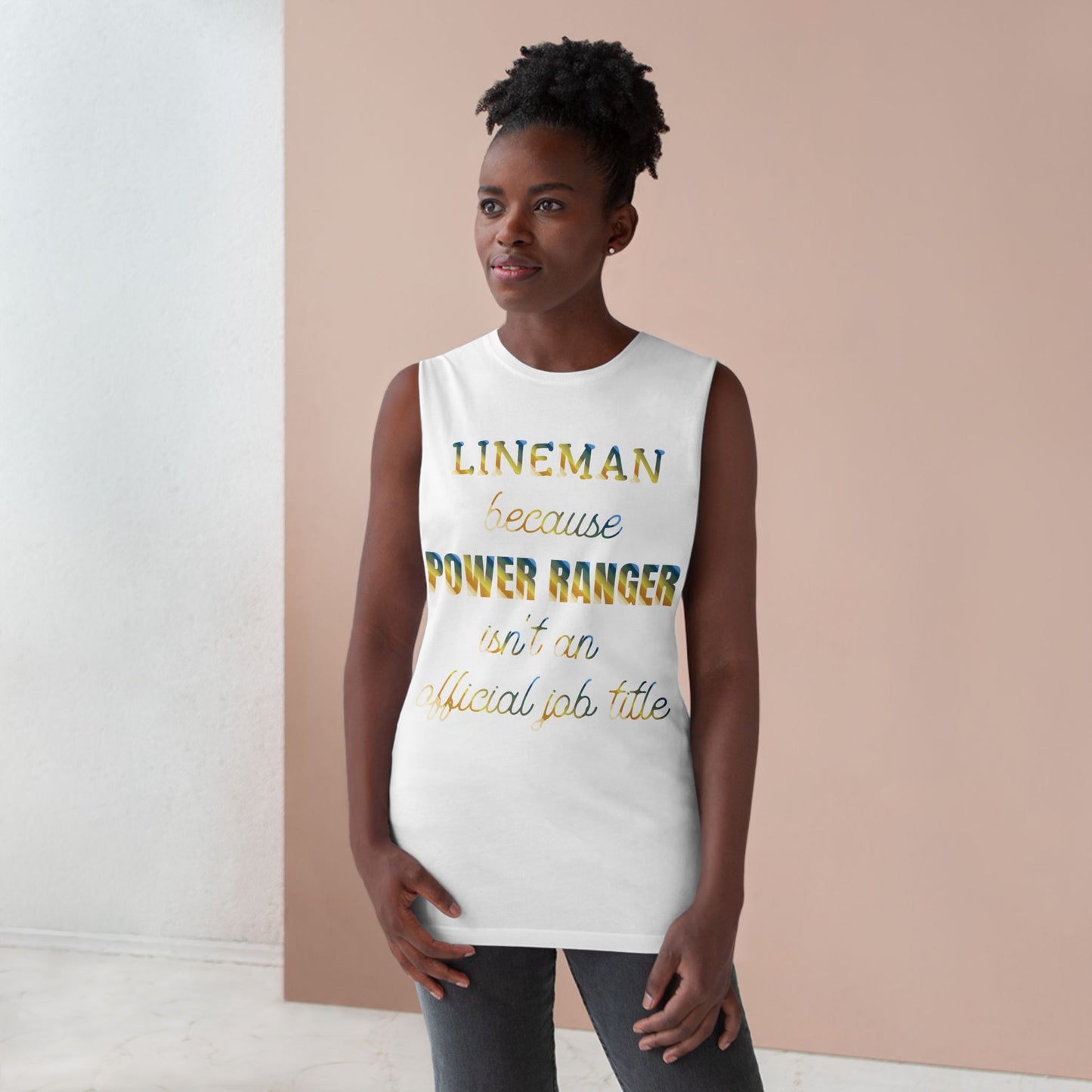 Lineman Tank - Power Ranger job title colored chrome