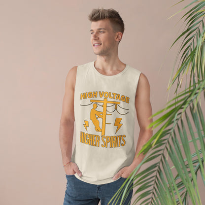 Lineman Tank - High Voltage Higher Spirits-sky 24