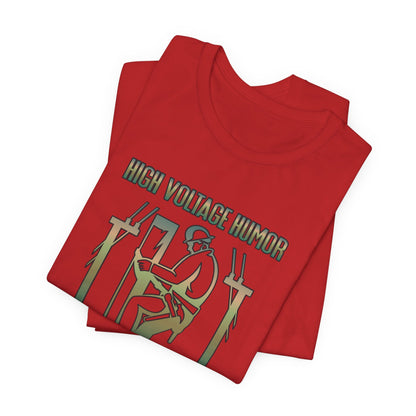 Lineman T-shirt - High Voltage Humor Shockingly Good Lines-copper patina