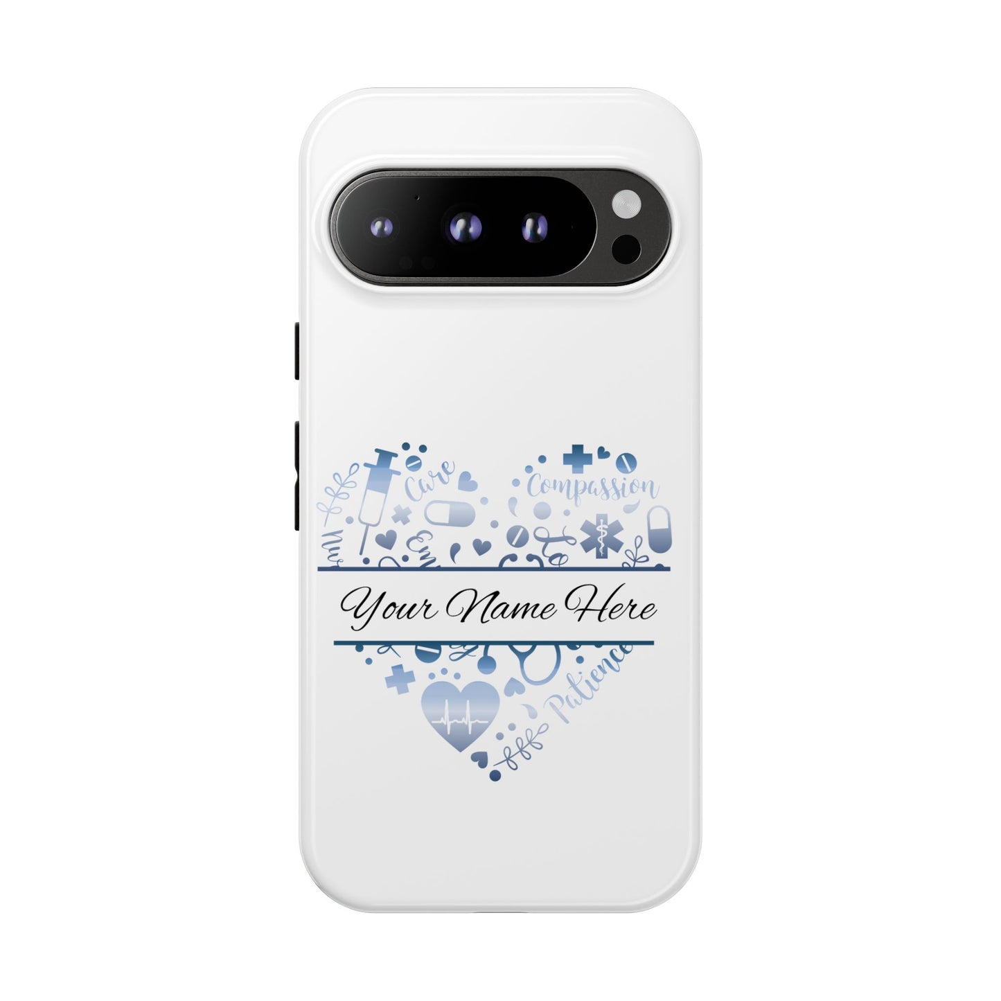 Google Pixel Tough Case - Monogram Heart - White