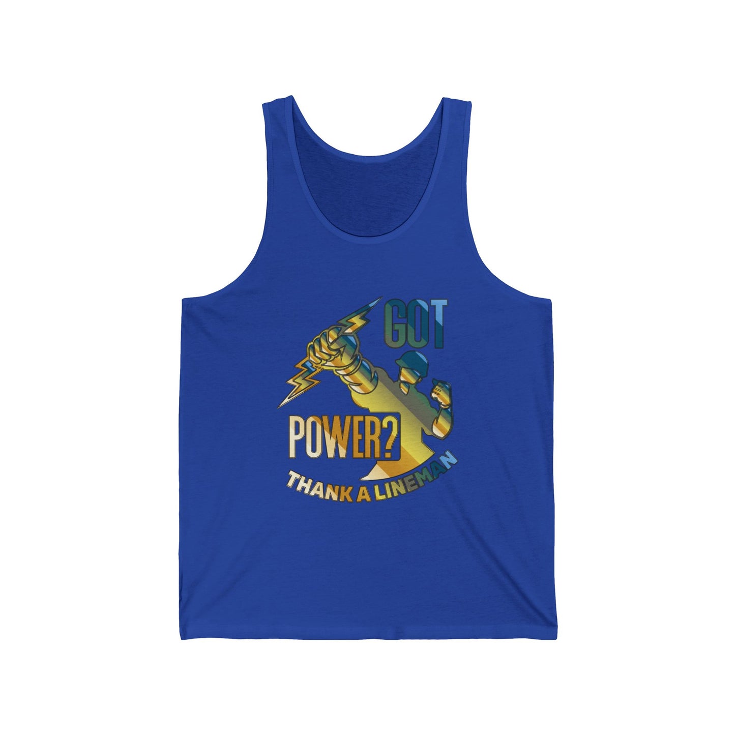 Lineman Tank - Got Power Thank A Lineman - colored chrome