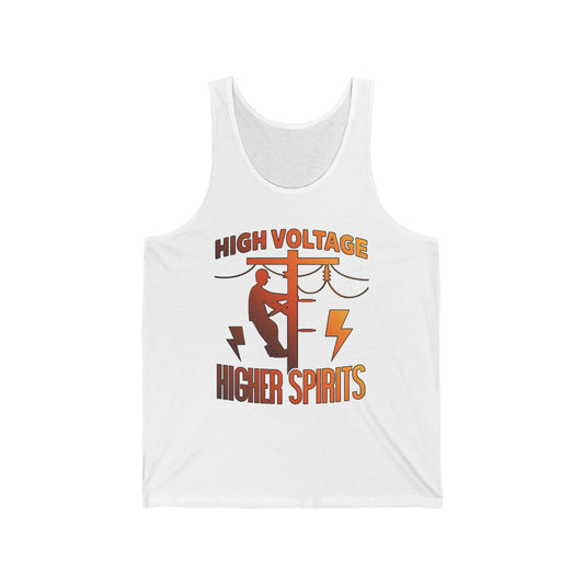 Lineman Tank - High Voltage Higher Spirits-sky 24