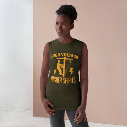 Lineman Tank - High Voltage Higher Spirits-sky 24