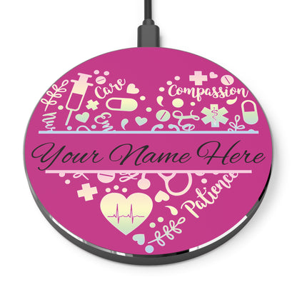 Nurse Monogram Heart Wireless Charger | Fast Charging Pad for Healthcare Professionals