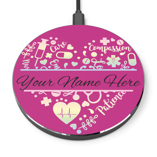Nurse Monogram Heart Wireless Charger | Fast Charging Pad for Healthcare Professionals