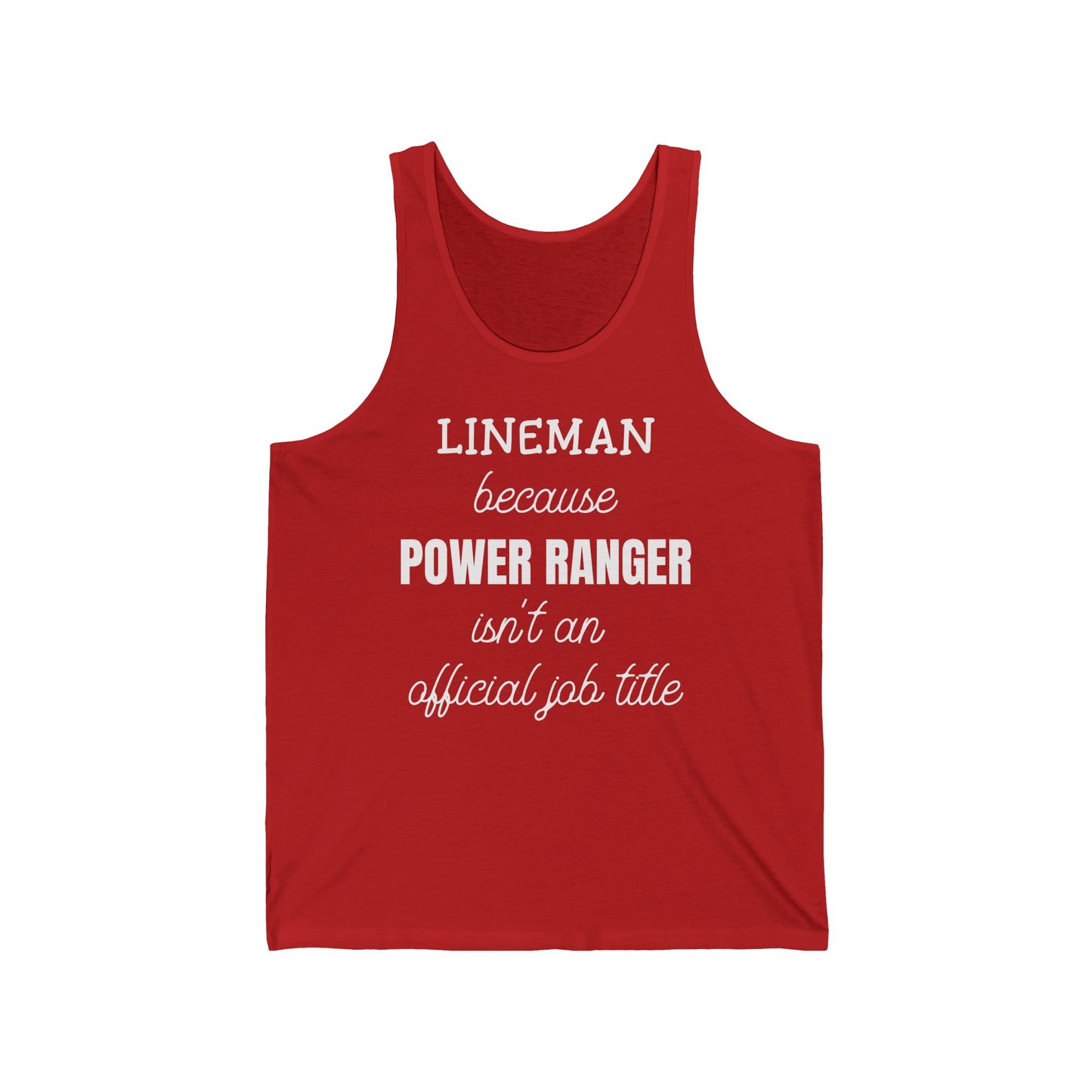 Lineman Tank - Power Ranger job title white