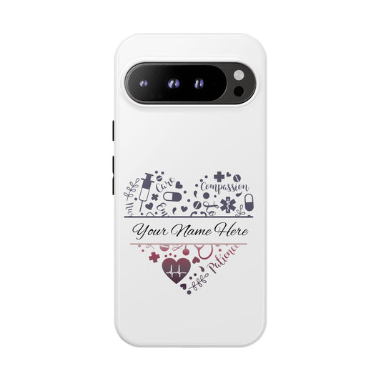 Google Pixel Tough Case - Monogram Heart - White