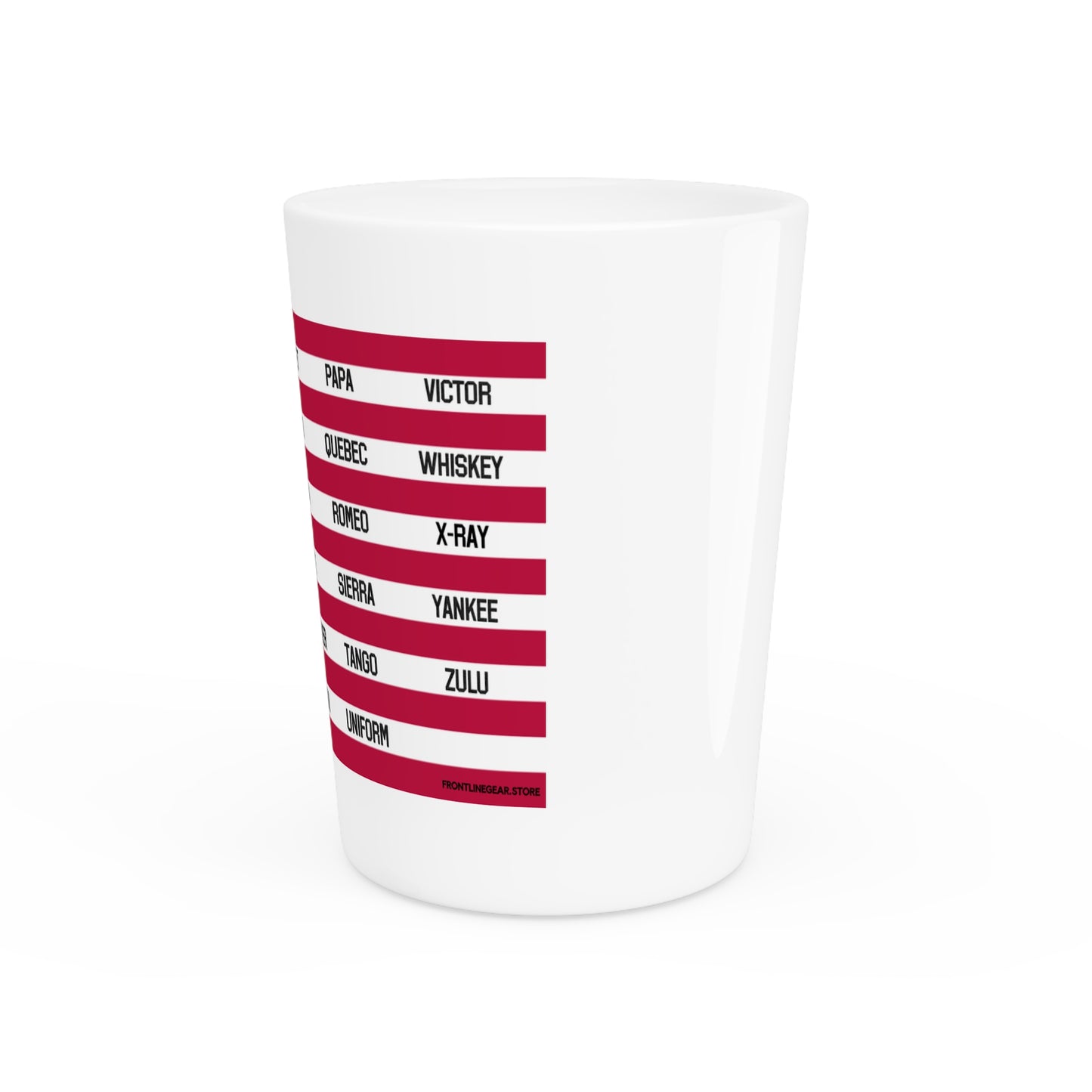 Phonetic Flag White Ceramic, 1.9oz Shot Glass