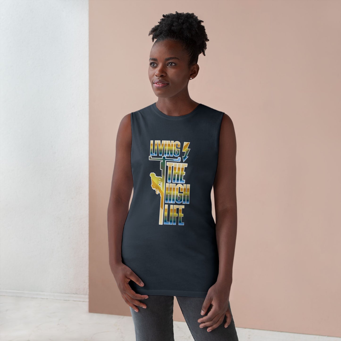 Lineman Tank - Living The High Life-colored chrome