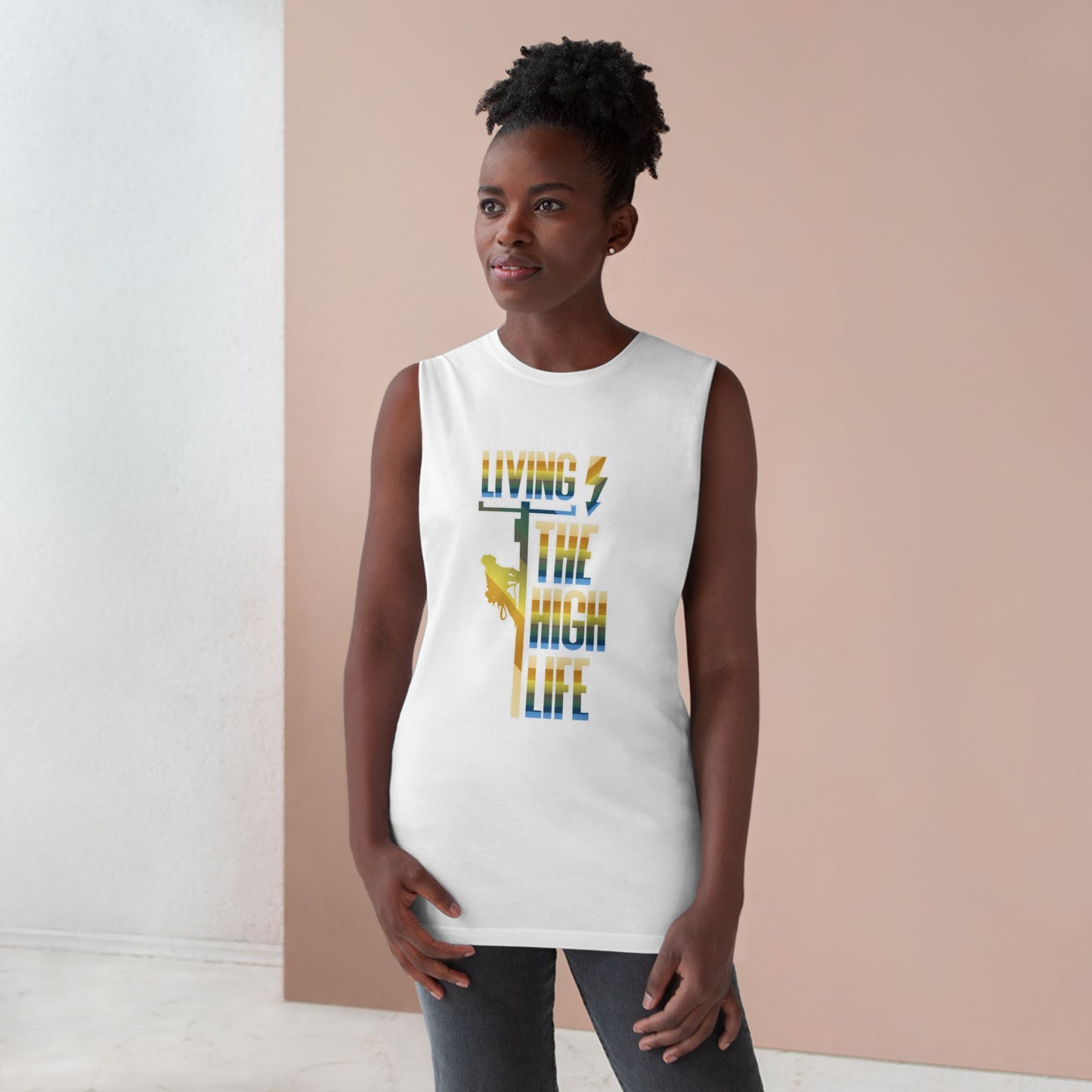 Lineman Tank - Living The High Life-colored chrome