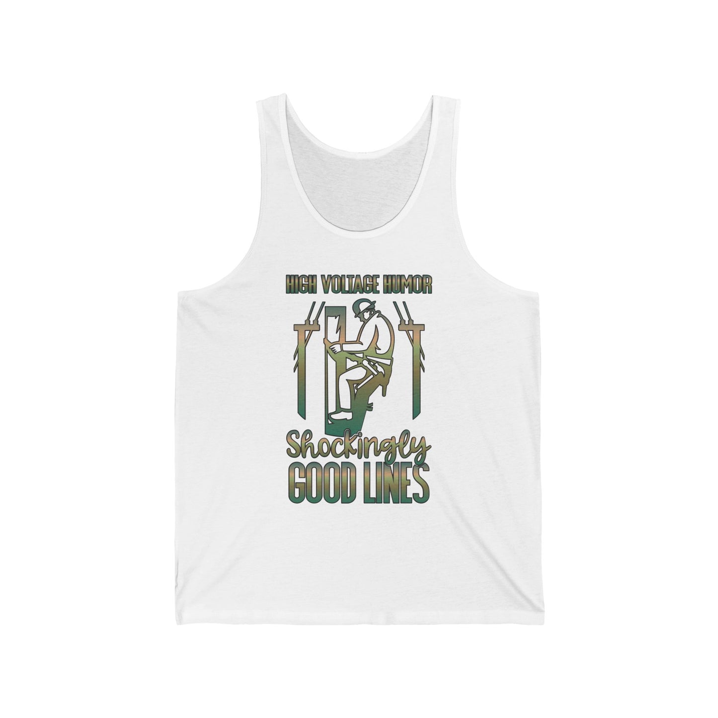 Lineman Tank - High Voltage Humor Shockingly Good Lines-copper patina