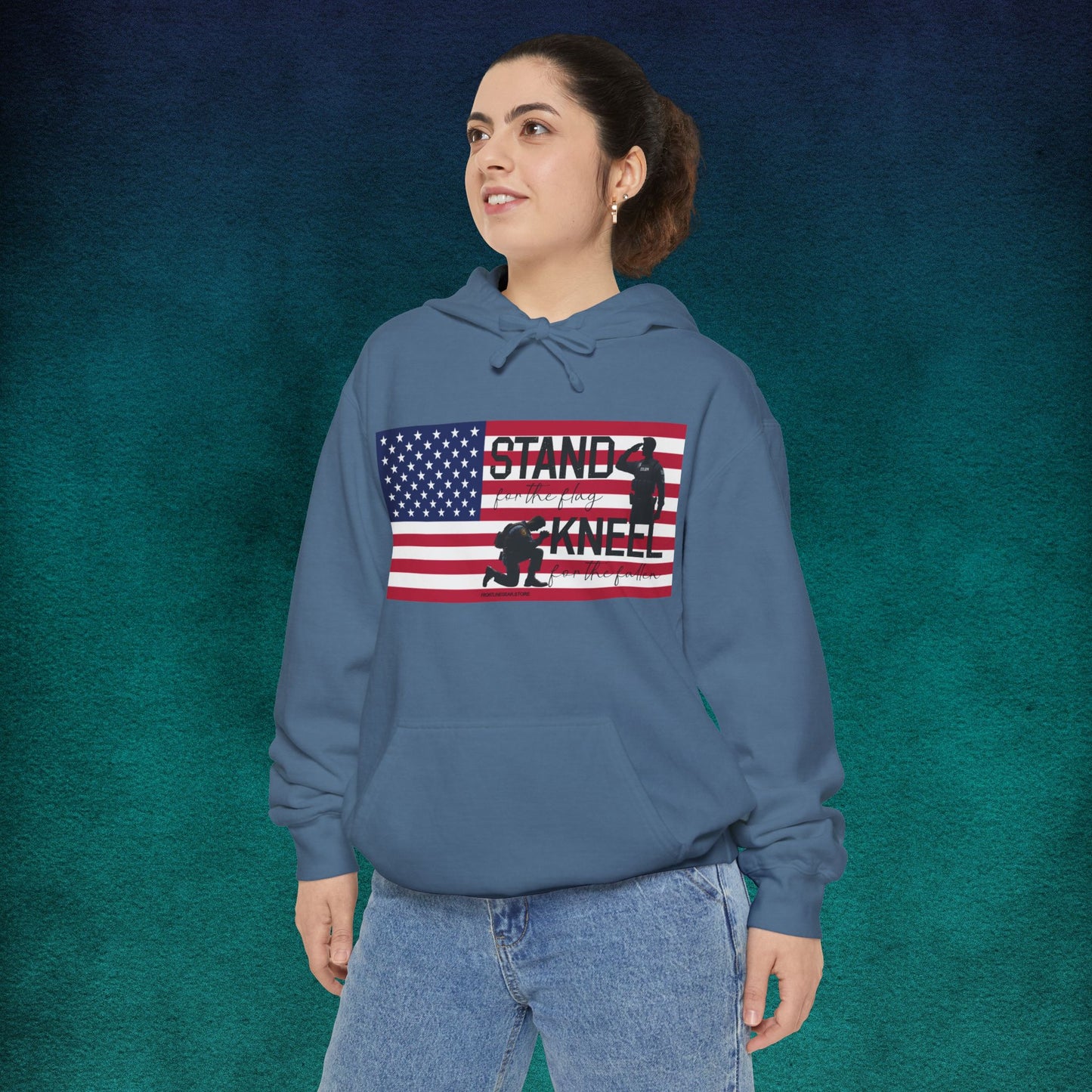 Comfort Colors Stand for the Flag, Kneel for the Fallen Hoodie - Police man