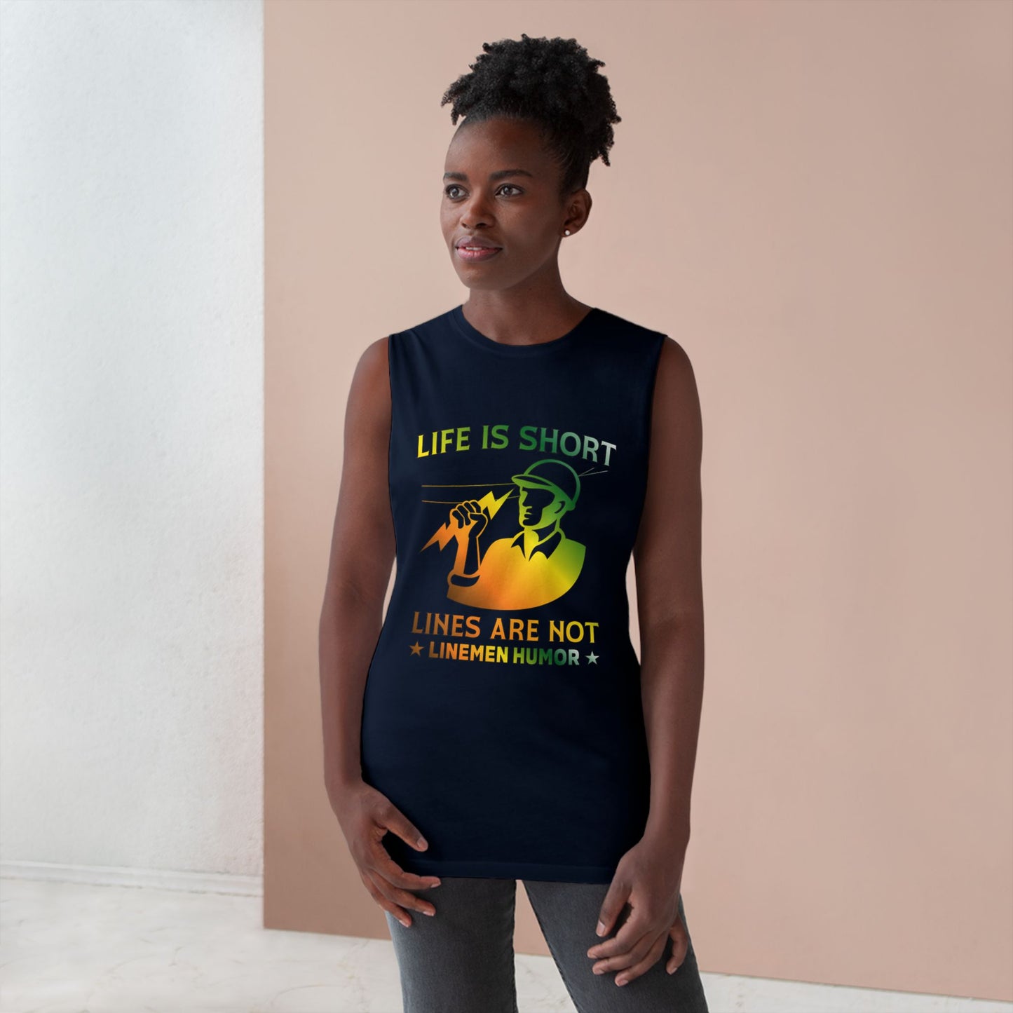 Lineman Tank - Life Is Short Lines Are Not-gradient