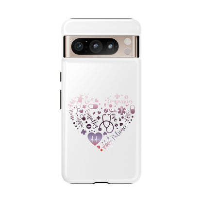Google Pixel Tough Case - Monogram Heart 1 - White