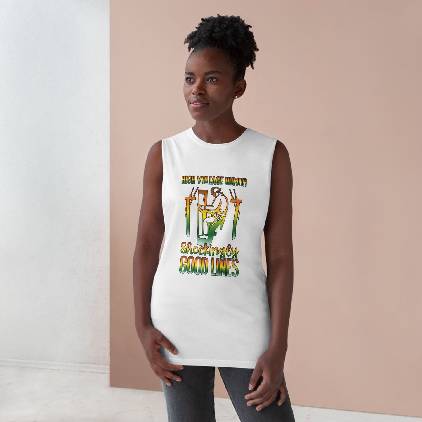 Lineman Tank - High Voltage Humor Shockingly Good Lines-gradient