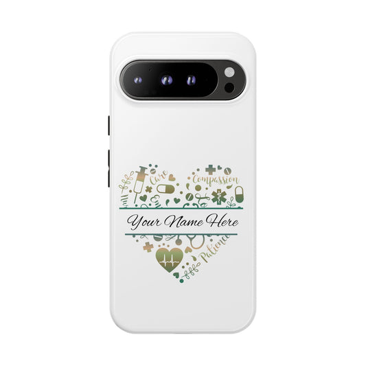 Google Pixel Tough Case - Monogram Heart - White