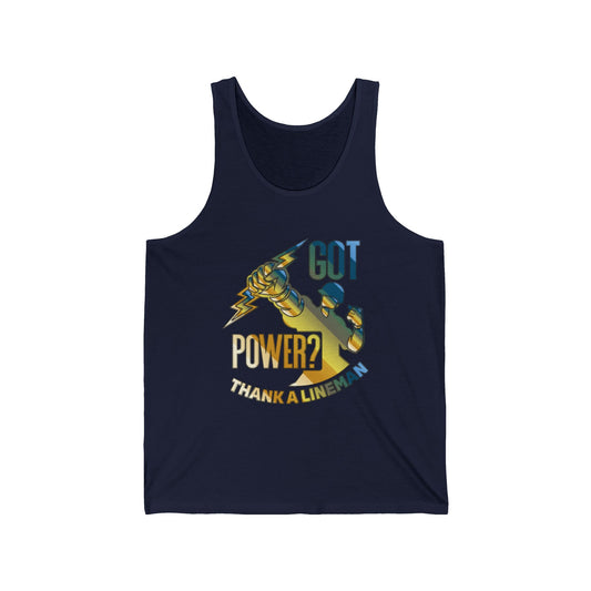 Lineman Tank - Got Power Thank A Lineman - colored chrome
