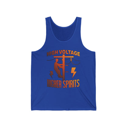 Lineman Tank - High Voltage Higher Spirits-sky 24