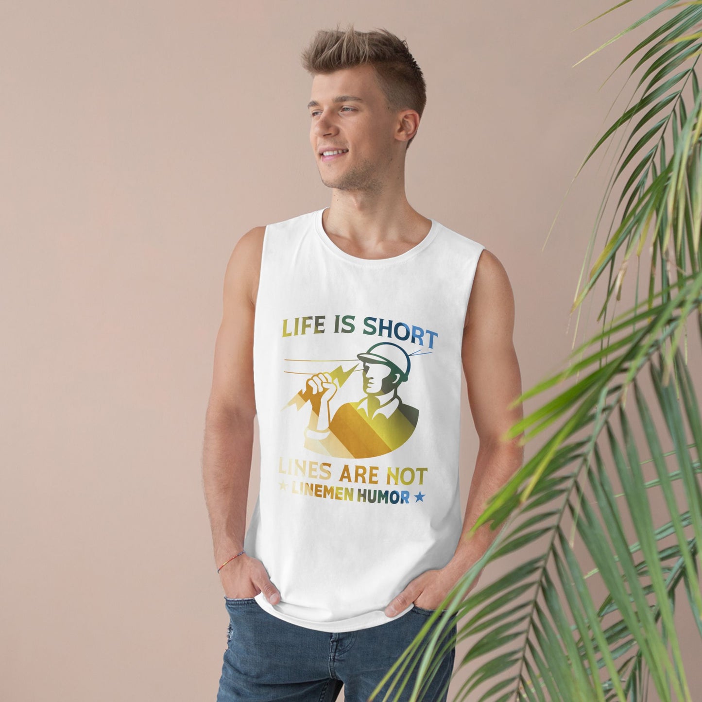 Lineman Tank - Life Is Short Lines Are Not-colored chrome