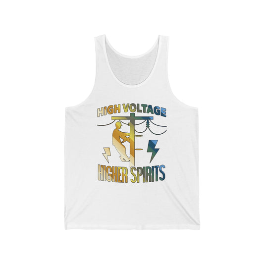 Lineman Tank - High Voltage Higher Spirits-colored chrome