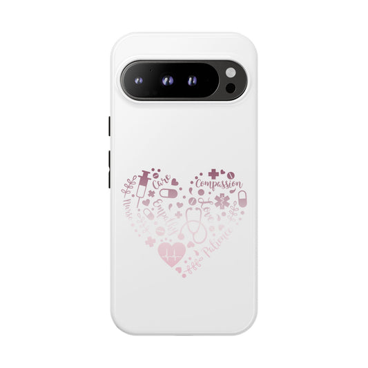 Google Pixel Tough Case - Monogram Heart 1 - White