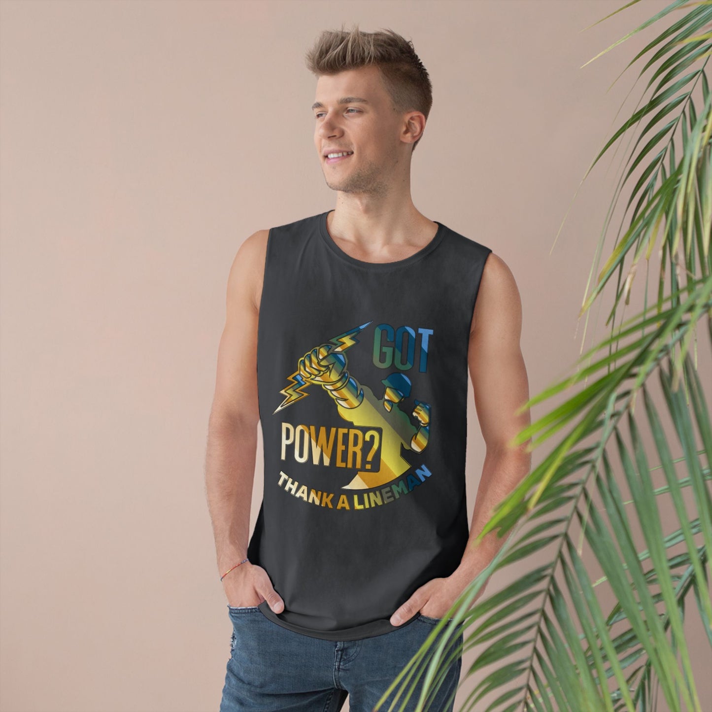 Lineman Tank - Got Power Thank A Lineman - colored chrome