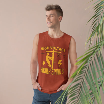 Lineman Tank - High Voltage Higher Spirits-sky 24