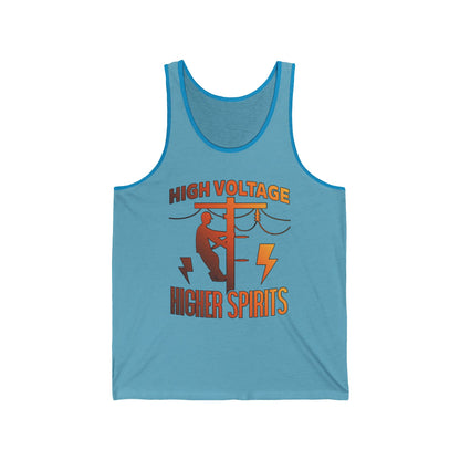 Lineman Tank - High Voltage Higher Spirits-sky 24
