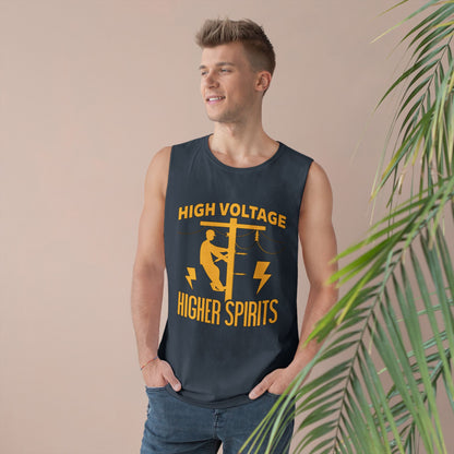 Lineman Tank - High Voltage Higher Spirits-sky 24