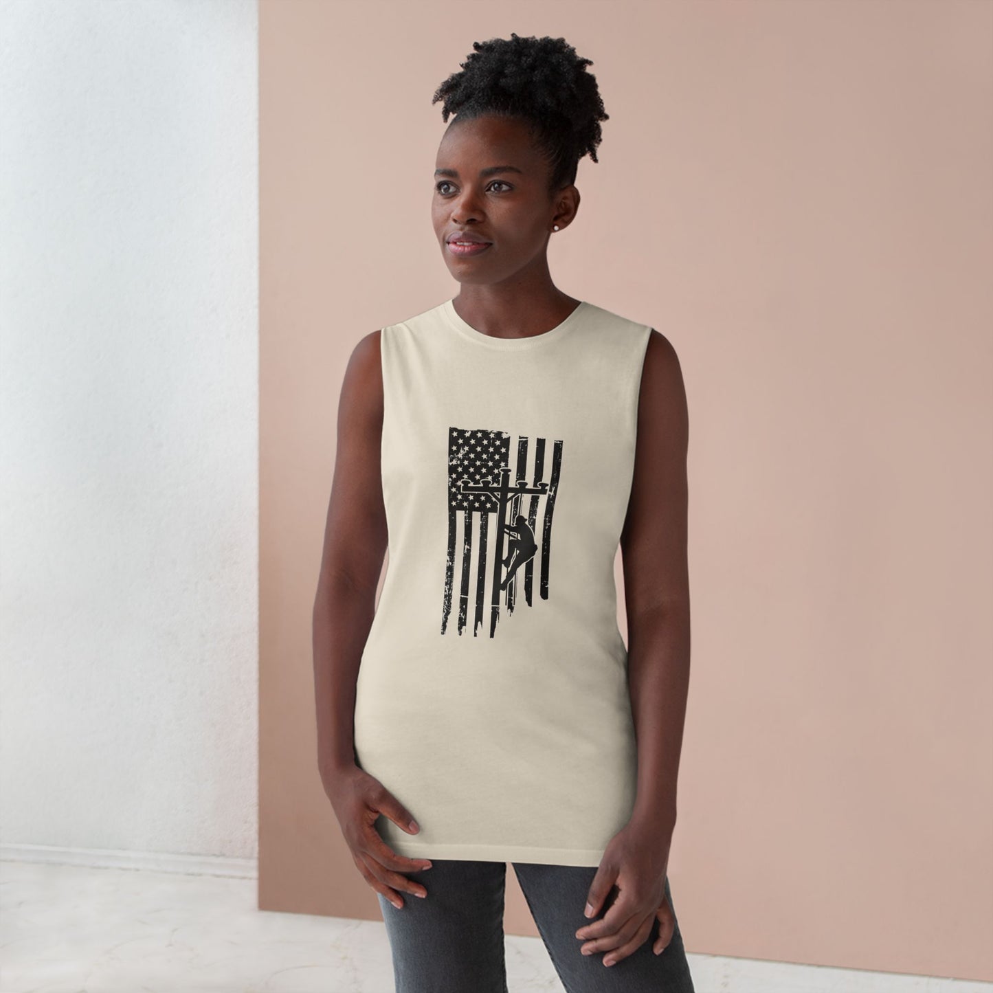 Lineman Tank- Lineman Flag - white offset
