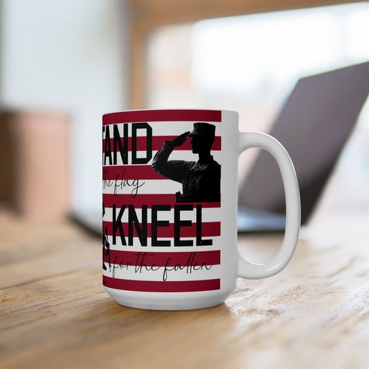 Stand for the flag, Kneel for the fallen (2) Ceramic Mug, (11oz, 15oz)