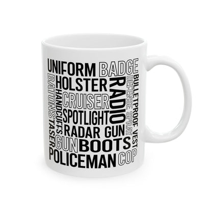 Police Officer Subway Art Ceramic Mug, (11oz, 15oz)