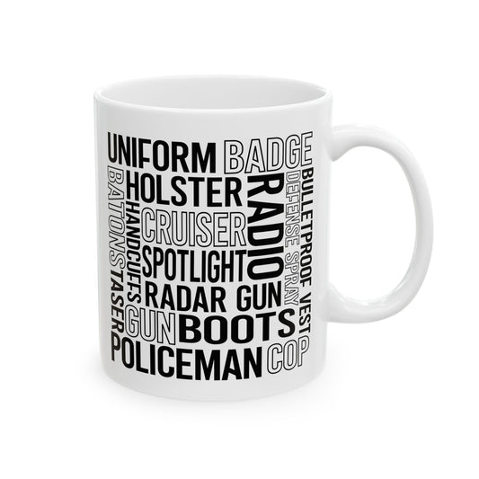 Police Officer Subway Art Ceramic Mug, (11oz, 15oz)