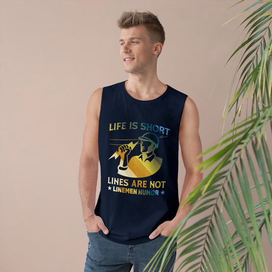 Lineman Tank - Life Is Short Lines Are Not-colored chrome