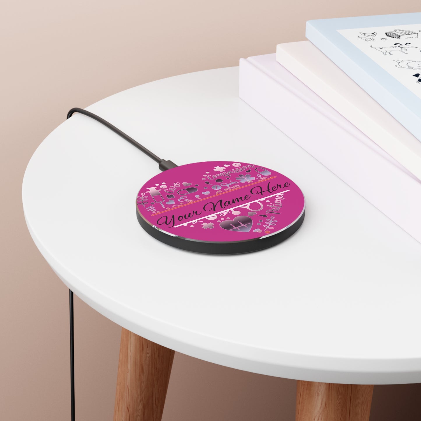Nurse Monogram Heart Wireless Charger | Fast Charging Pad for Healthcare Professionals