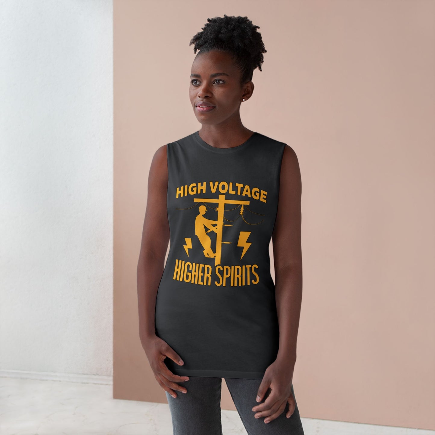 Lineman Tank - High Voltage Higher Spirits-sky 24