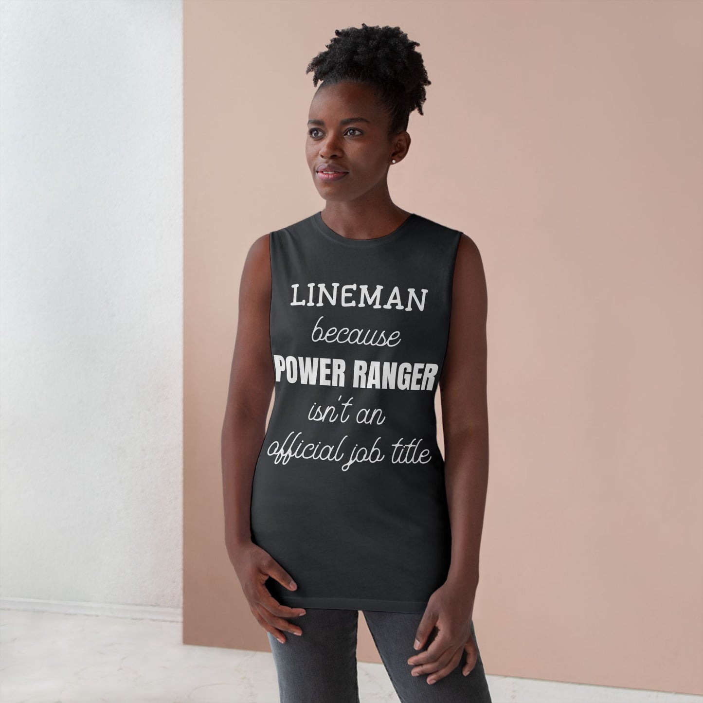 Lineman Tank - Power Ranger job title white