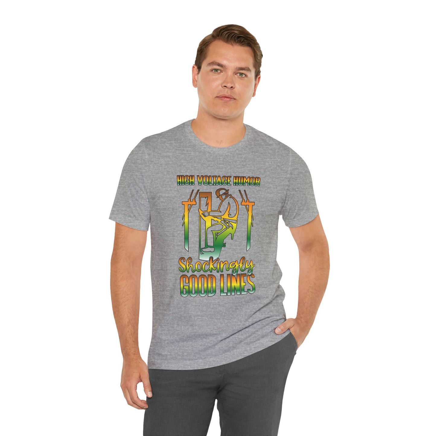 Lineman T-shirt - High Voltage Humor Shockingly Good Lines-gradient
